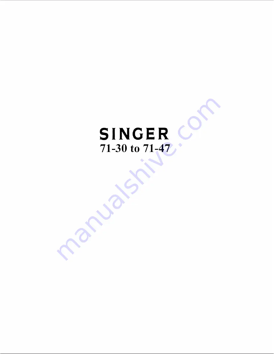 Singer 71-30 Instructions For Using And Adjusting Download Page 1