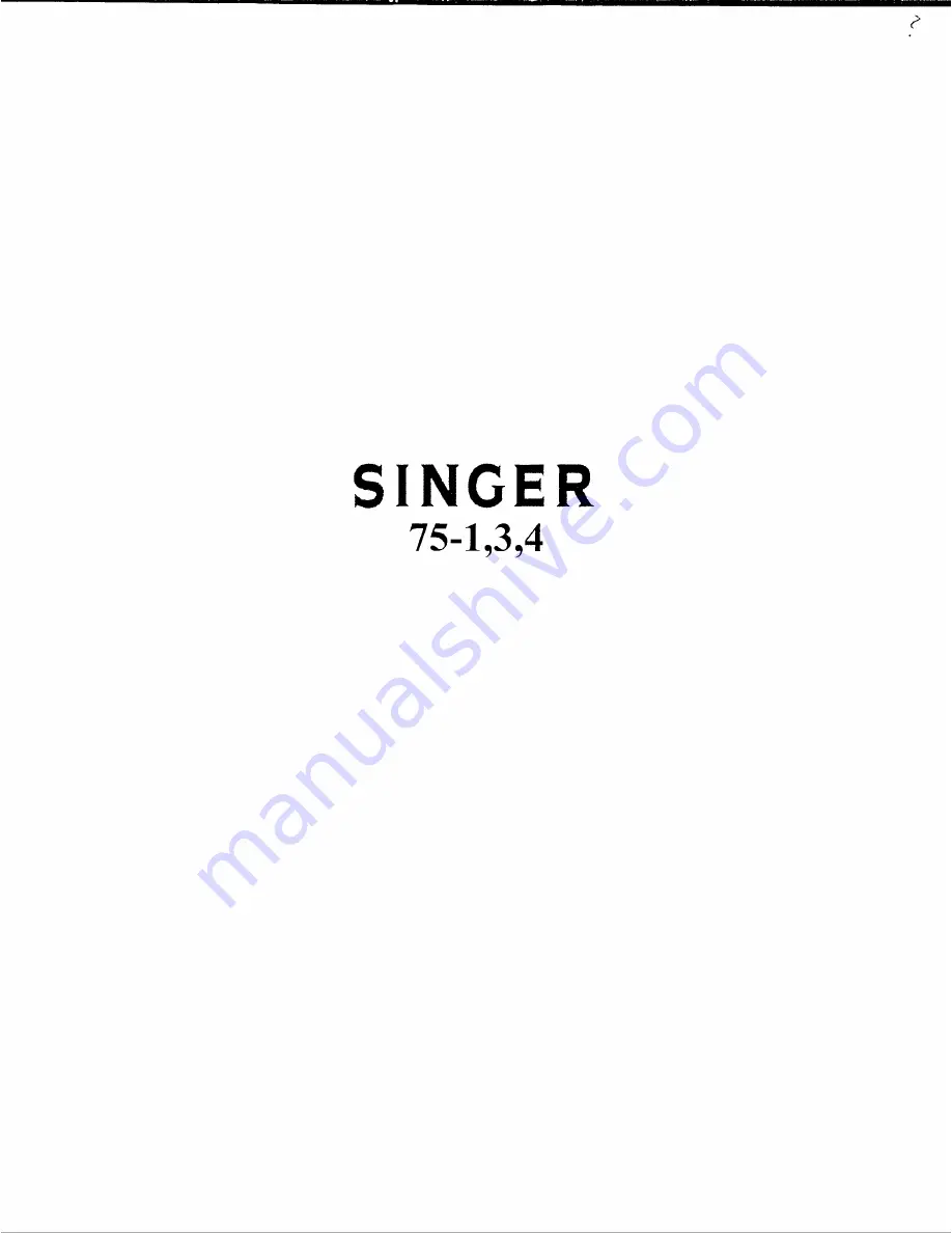 Singer 75-1 Instructions For Using Manual Download Page 1