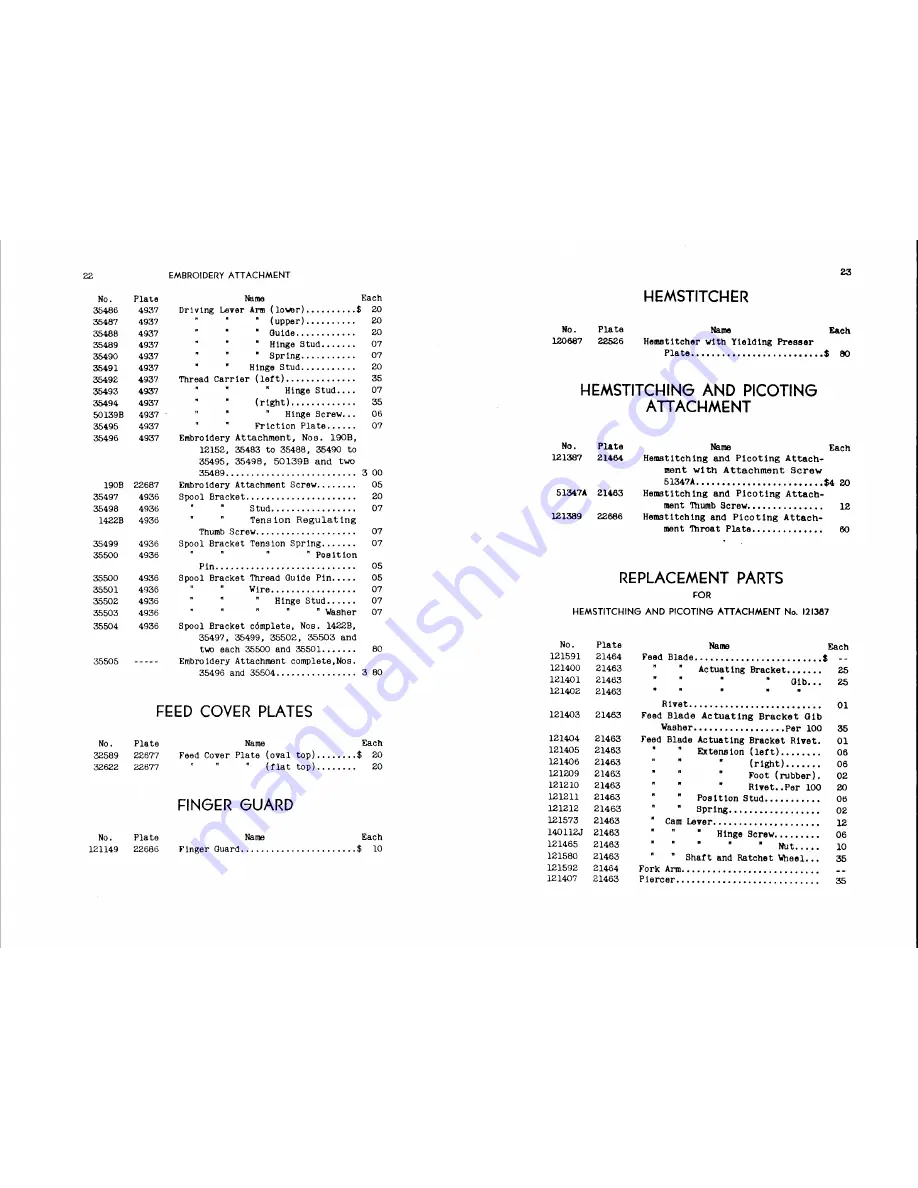 Singer 99-13 List Of Parts Download Page 12