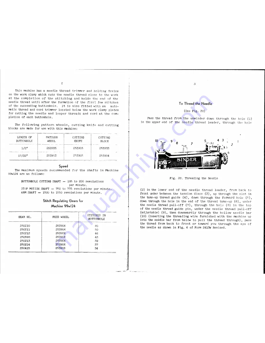 Singer 99W124 Instructions Manual Download Page 3