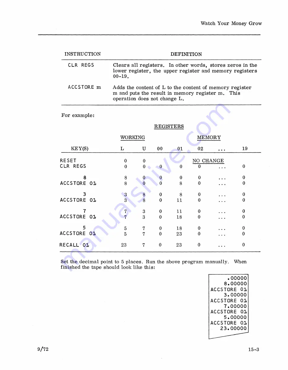 Singer Friden 1155 Operator'S Primer Download Page 64