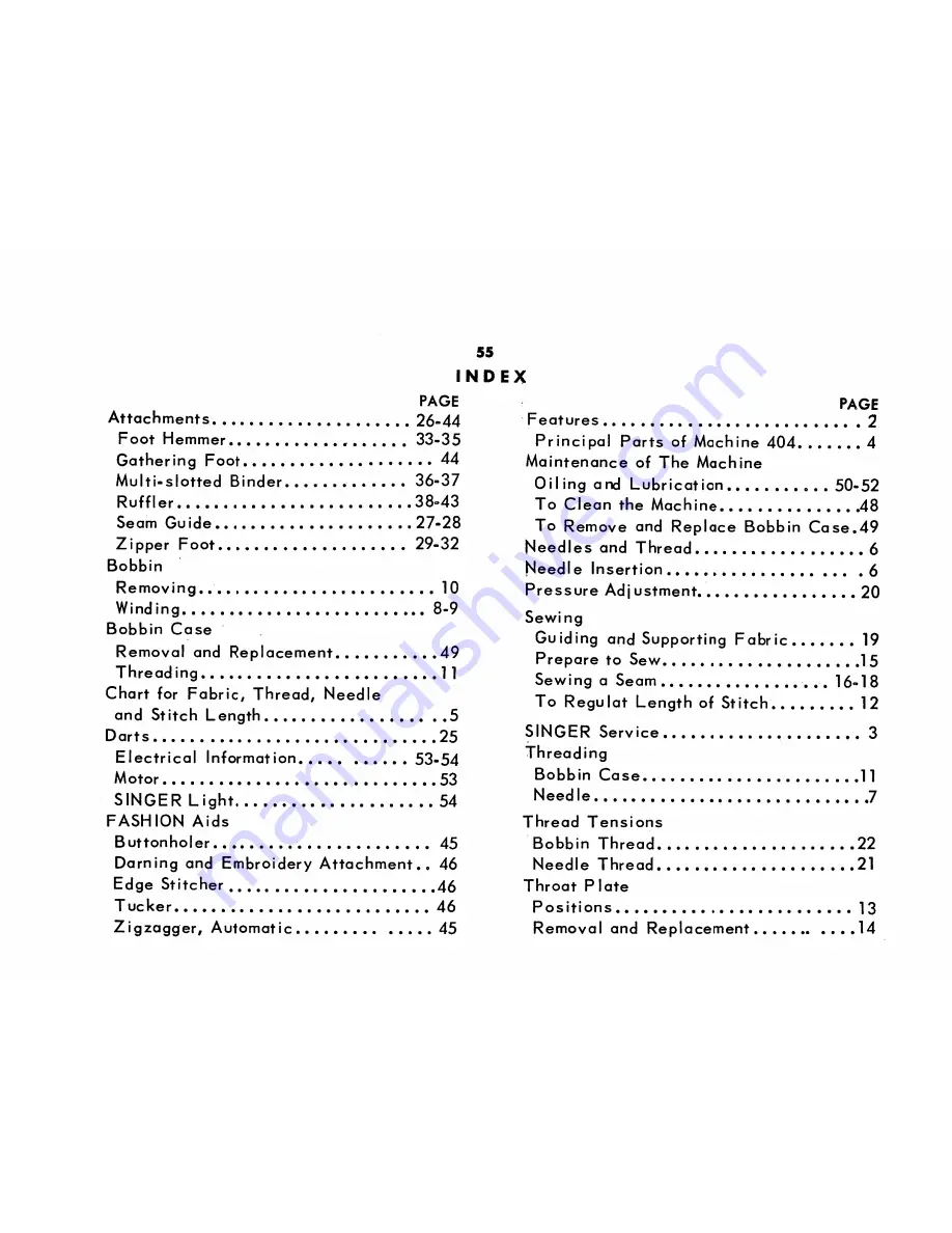 Singer Slant Needle Instructions For Using Manual Download Page 57