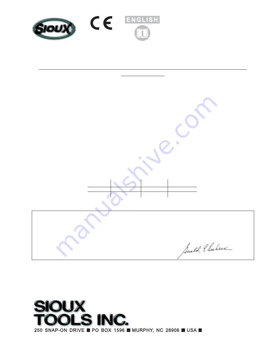 Sioux Tools 1457ES Instructions And Parts List Download Page 1