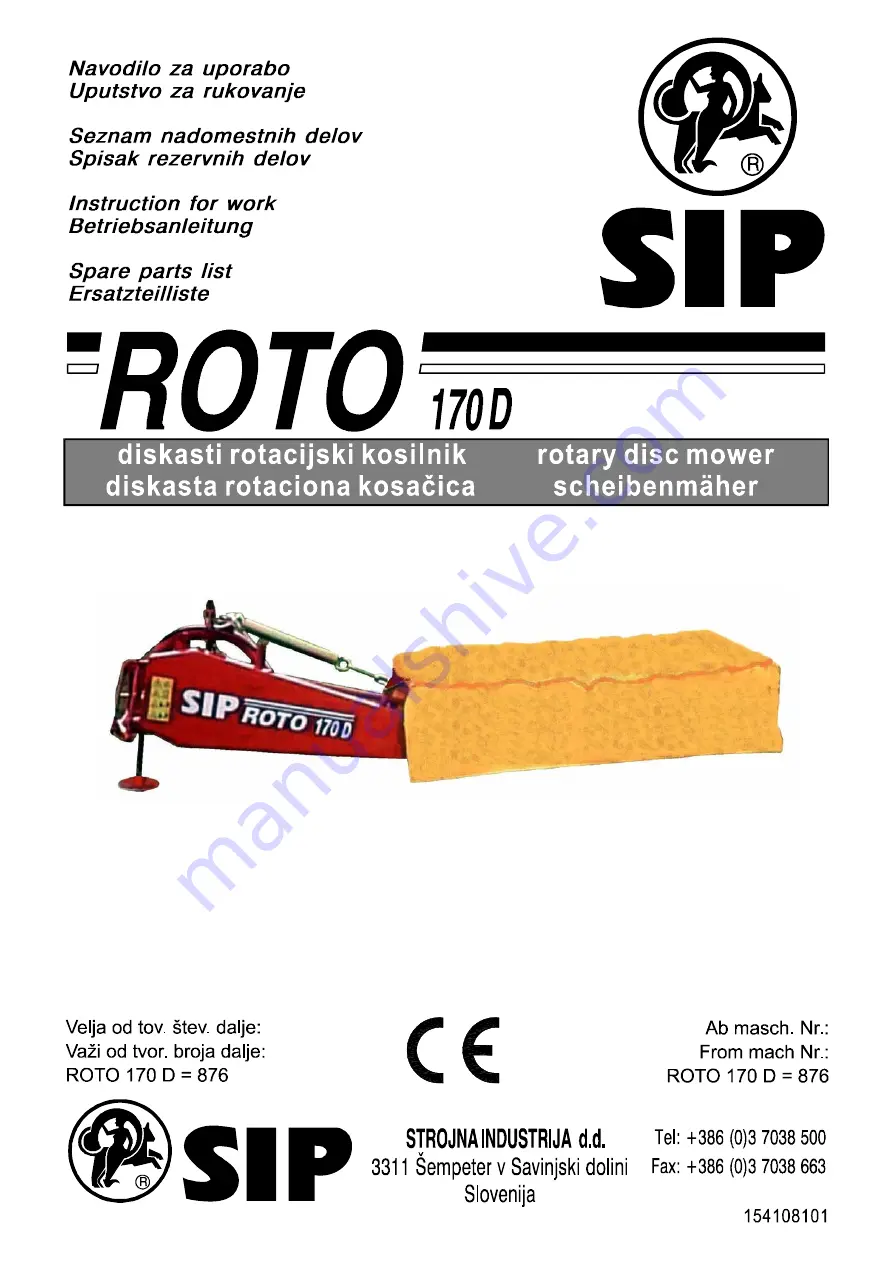 SIP ROTO 170 D Instruction For Work Download Page 1