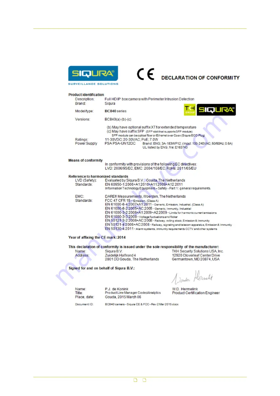 Siqura BC840 Series Installation Manual Download Page 8