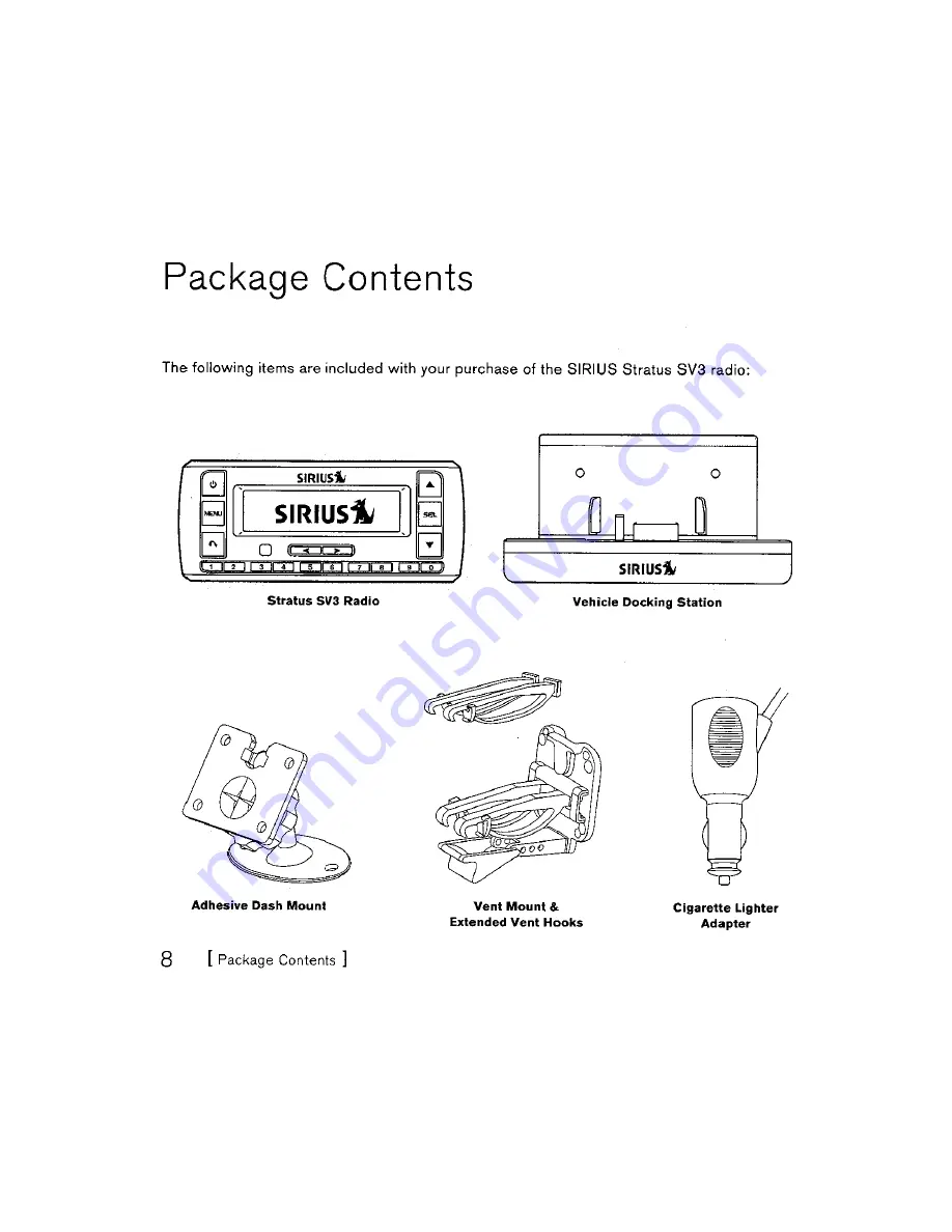 Sirius Satellite Radio Stratus SV3 User Manual Download Page 8