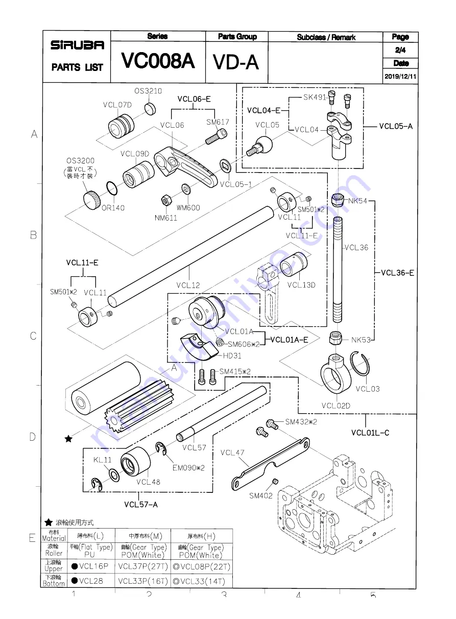 Siruba VC008 Instruction Book / Parts List Download Page 42