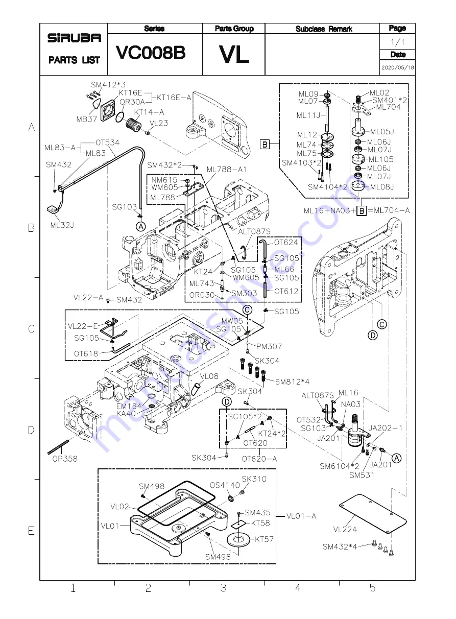 Siruba VC008B Instruction Book / Parts List Download Page 48