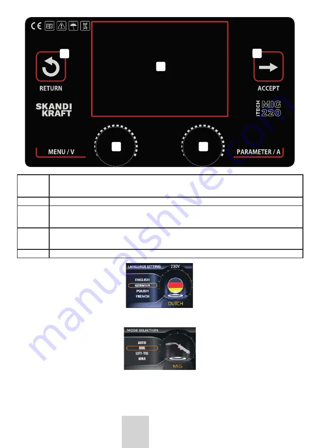 SKANDI KRAFT iTECH MIG 220 4R Скачать руководство пользователя страница 127