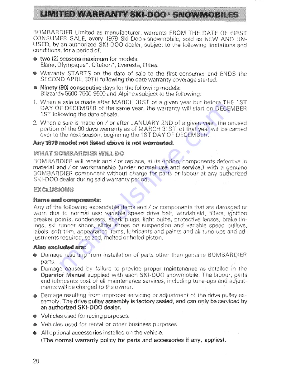 Ski-Doo 1979 Blizzard 7500 Plus Operator'S Manual Download Page 32