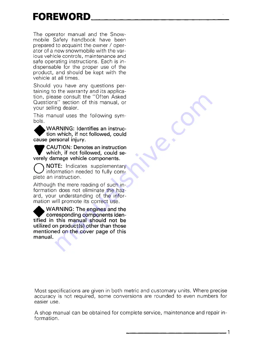 Ski-Doo Alpine 1985 Operator'S Manual Download Page 3