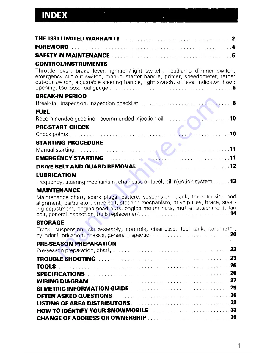 Ski-Doo EVEREST 500 1981 Operator'S Manual Download Page 3