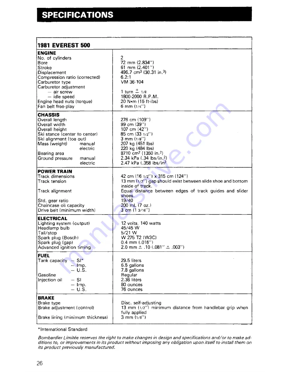 Ski-Doo EVEREST 500 1981 Operator'S Manual Download Page 28