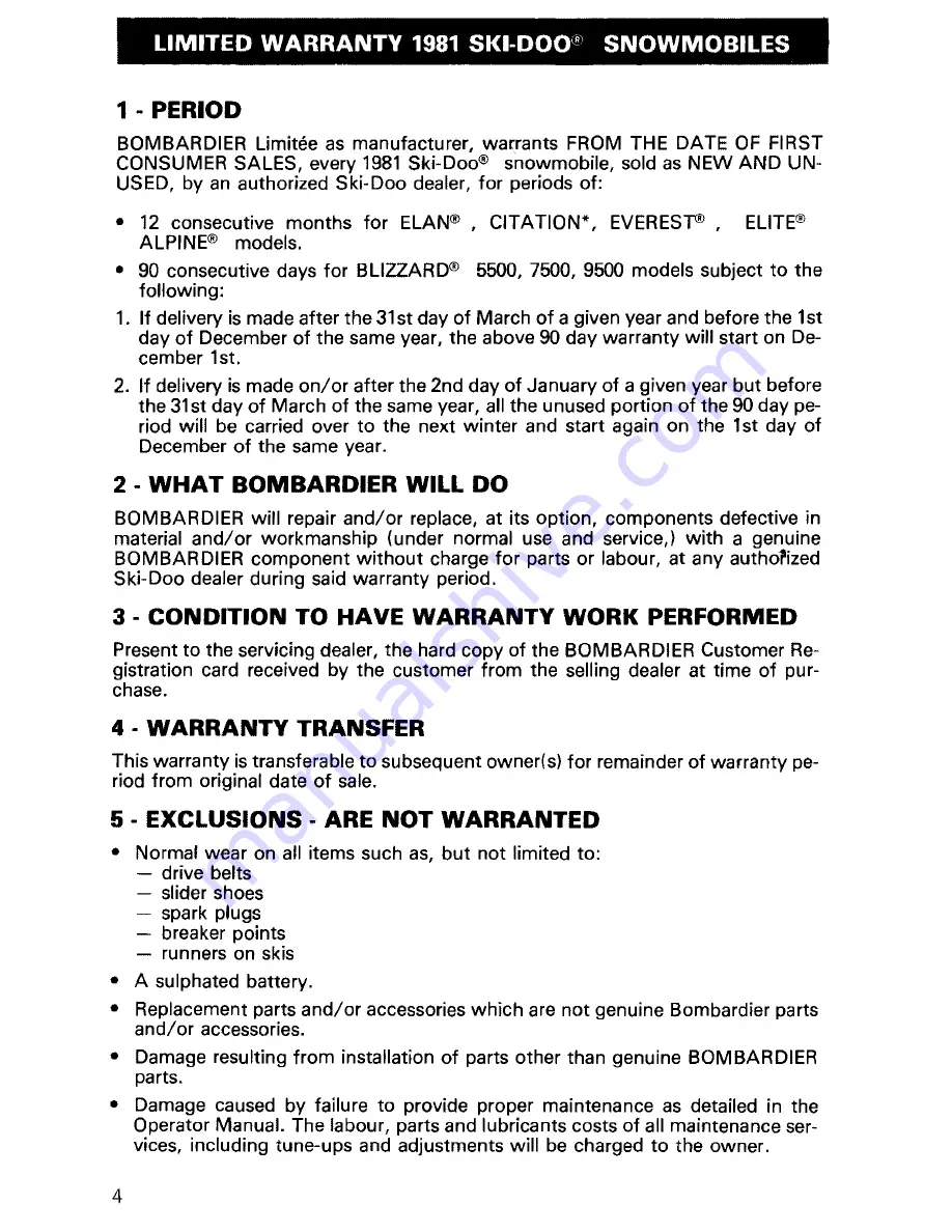 Ski-Doo EVEREST L/C ELECTRO 1981 Operator'S Manual Download Page 6