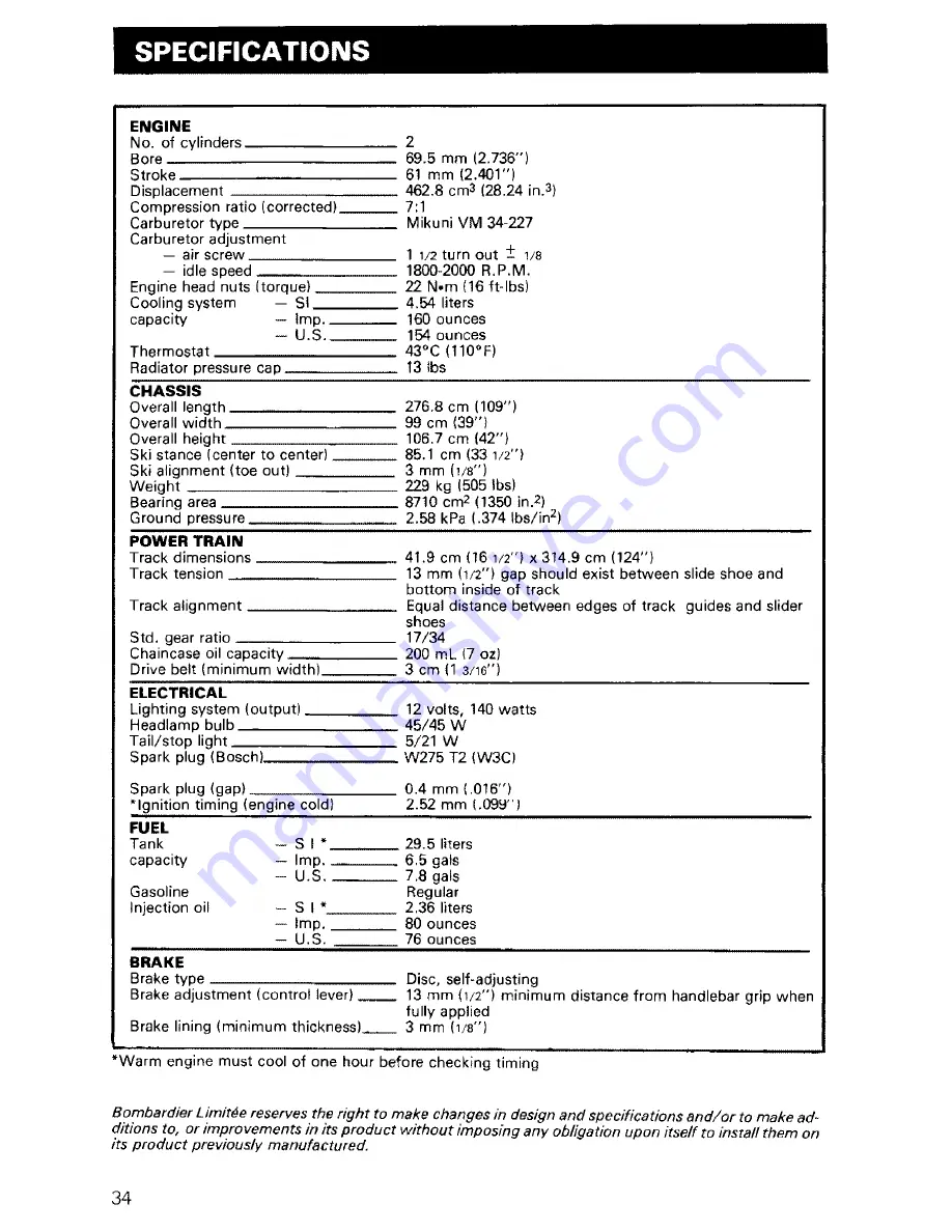 Ski-Doo EVEREST L/C ELECTRO 1981 Operator'S Manual Download Page 36