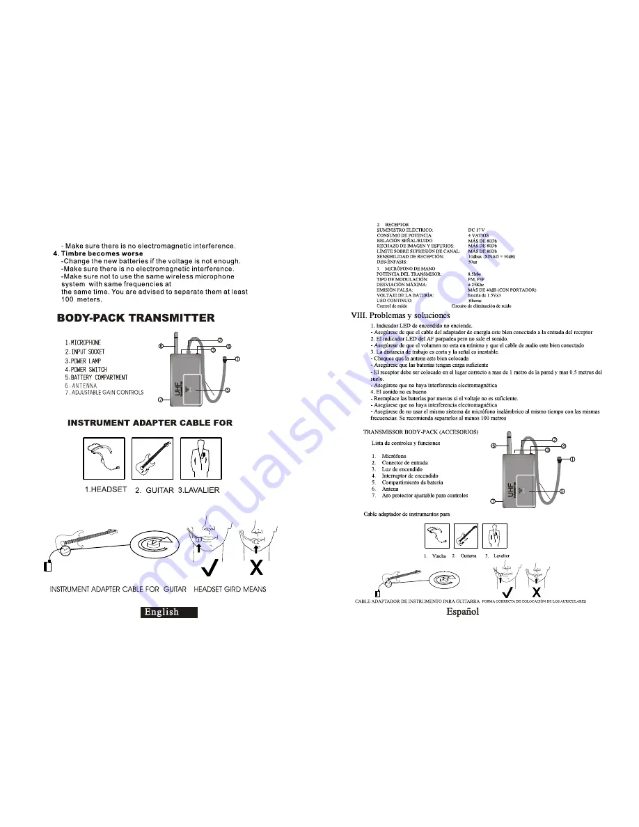 SKP Pro Audio UHF-271 Operation Manual Download Page 6