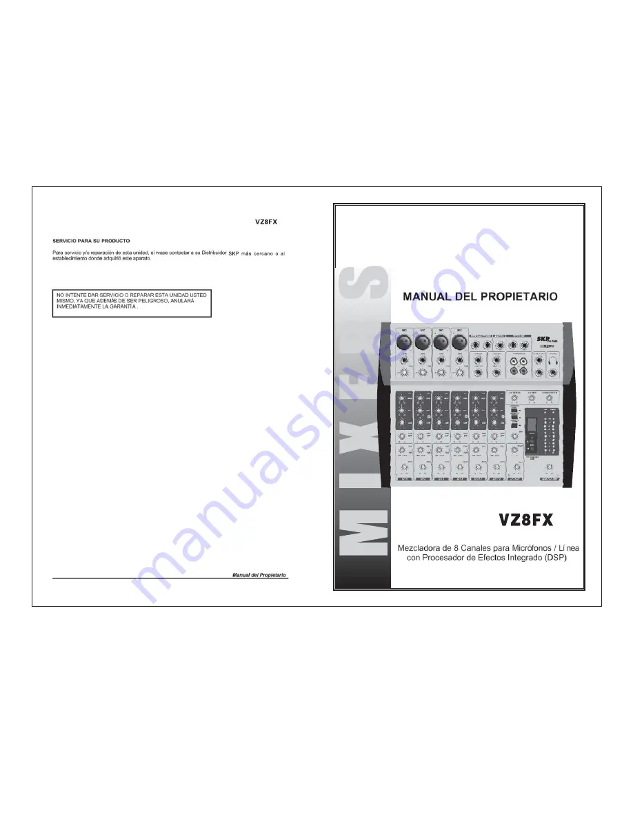 SKP Pro Audio VZ8FZ Owner'S Manual Download Page 9