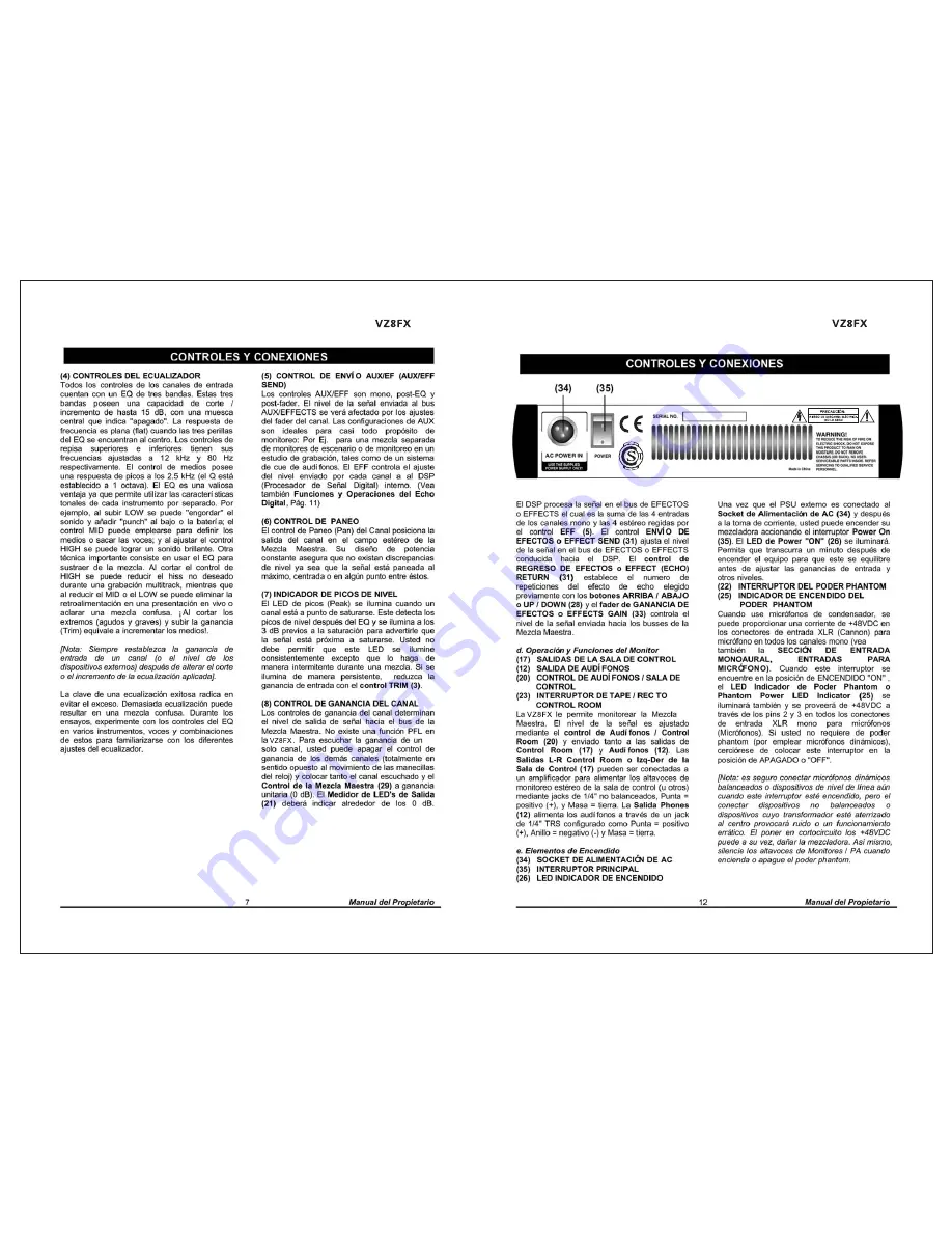 SKP Pro Audio VZ8FZ Owner'S Manual Download Page 15