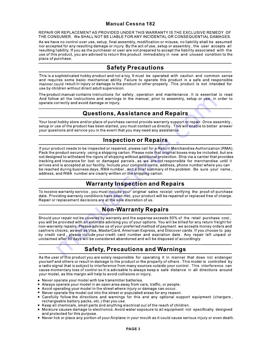 SkyArtec Cessna 182 Manual Download Page 3