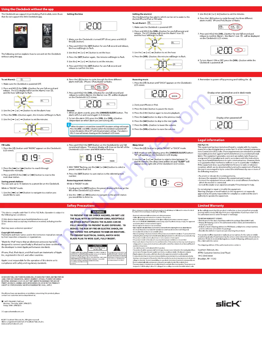 Slick clockdock CDM10 User Manual Download Page 2