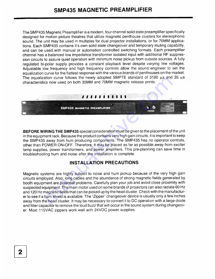 SMART SMP435 Installation And Operating Manual Download Page 4