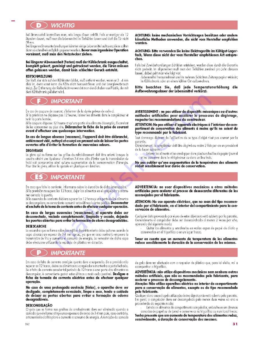 Smeg APCR305 Instructions For Installation, Use And Maintenance Manual Download Page 31