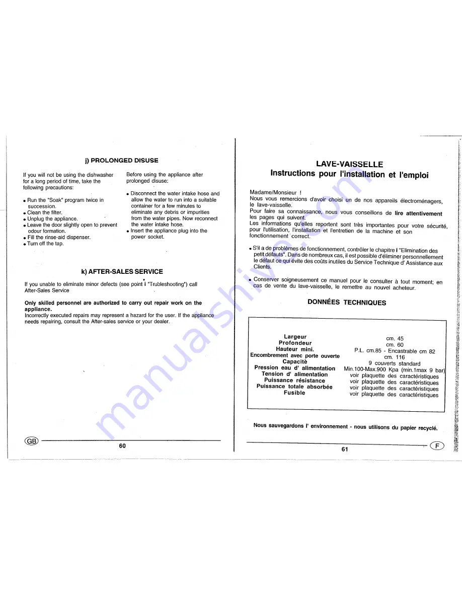 Smeg DW450E Instructions For Installation And Use Manual Download Page 17