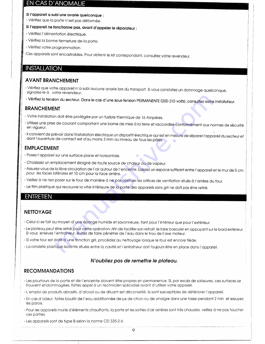 Smeg S47 (French) Notice D'Utilisation Download Page 9