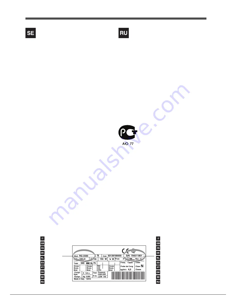 Smeg VR105AP1 Скачать руководство пользователя страница 5