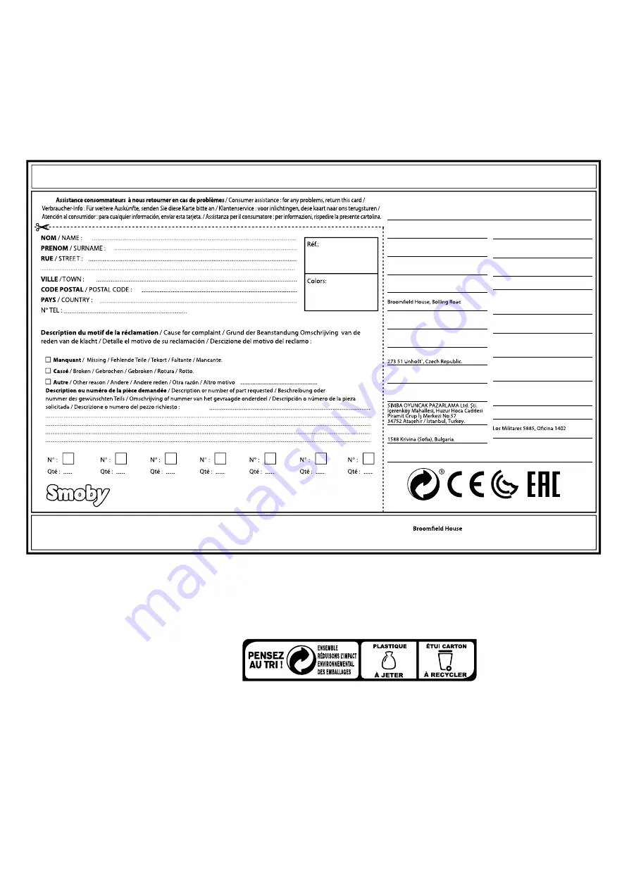 Smoby 310300 Quick Start Manual Download Page 16