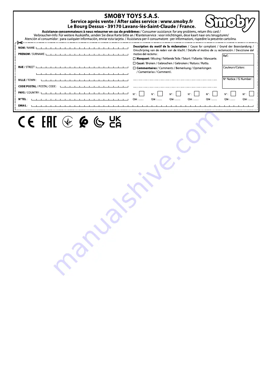 Smoby 310911 Manual Download Page 10