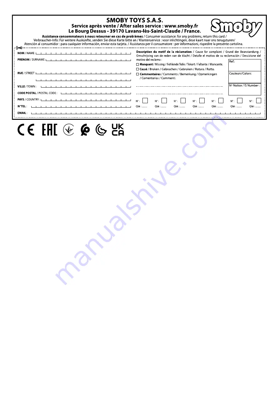 Smoby FOOD CORNER RESTAURANT Manual Download Page 6