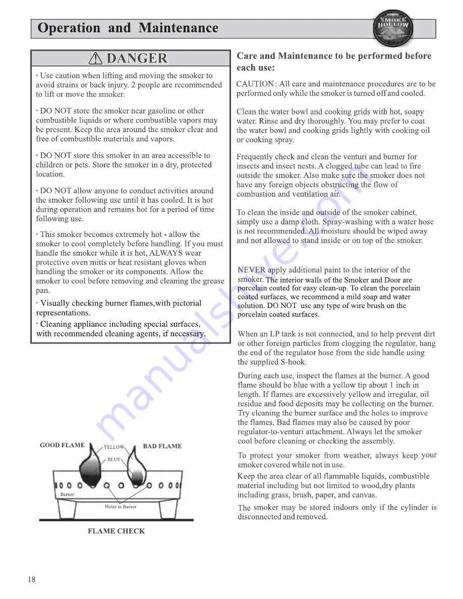 Smoke hollow 44241G2 Assembly & Operation Download Page 18