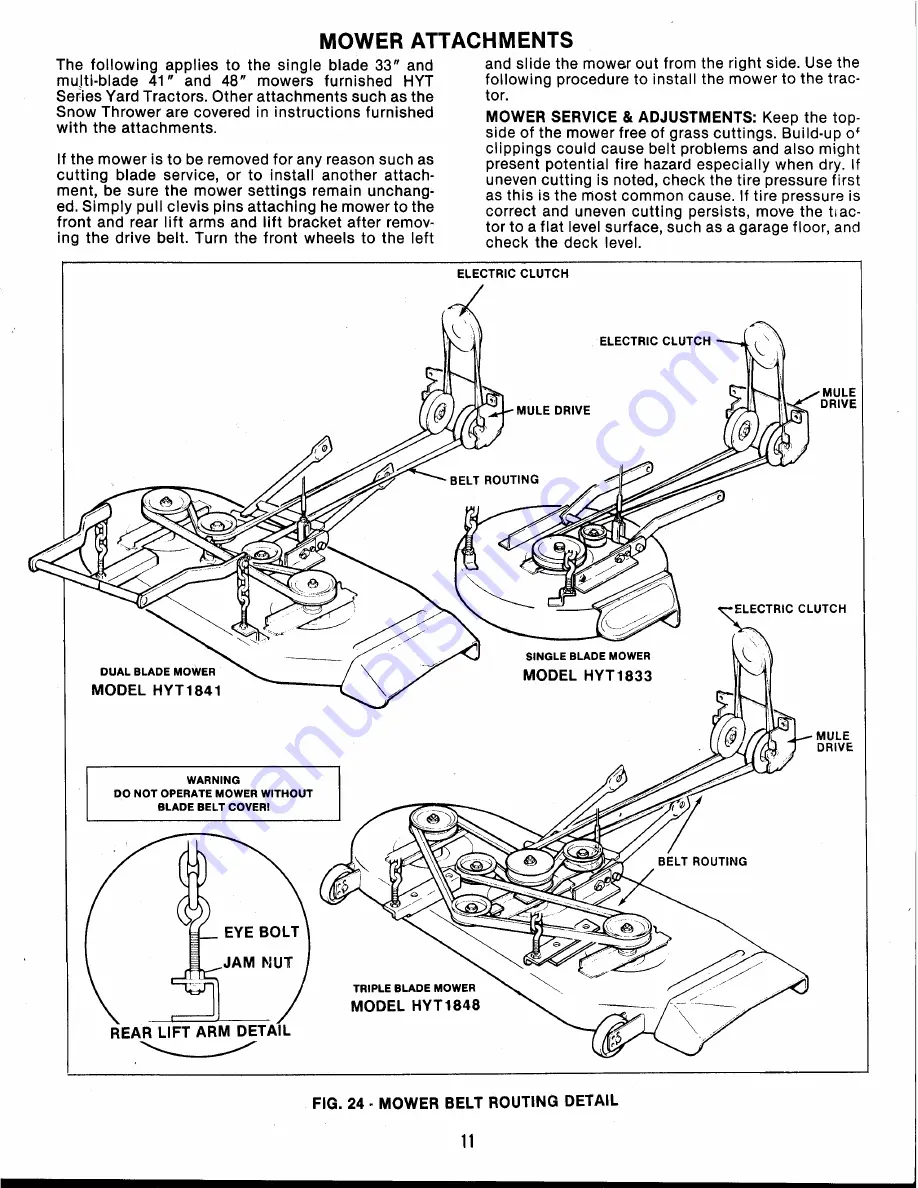 Snapper HYT18 Series Safety Instructions & Operator'S Manual Download Page 11