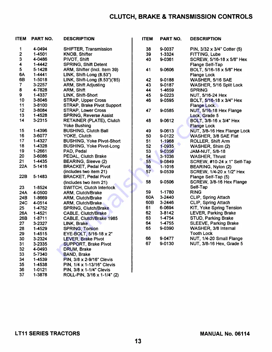 Snapper LT11 SERIES Parts Manual Download Page 13