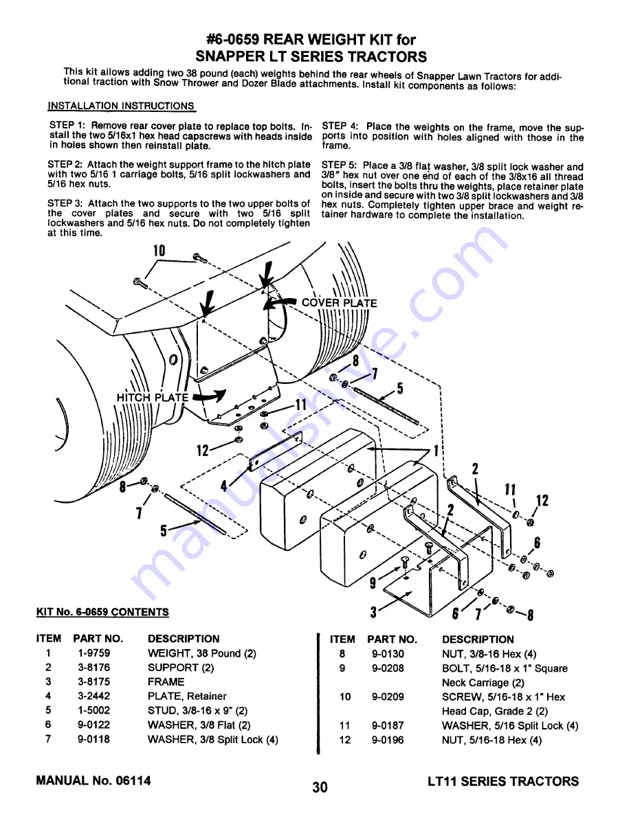 Snapper LT11 SERIES Скачать руководство пользователя страница 30