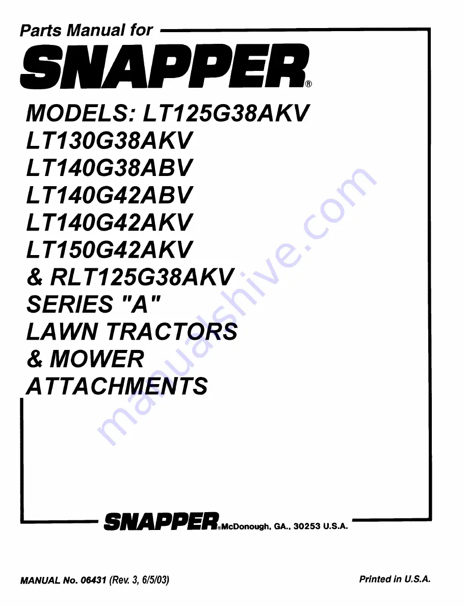 Snapper LT125G38AKV Скачать руководство пользователя страница 28