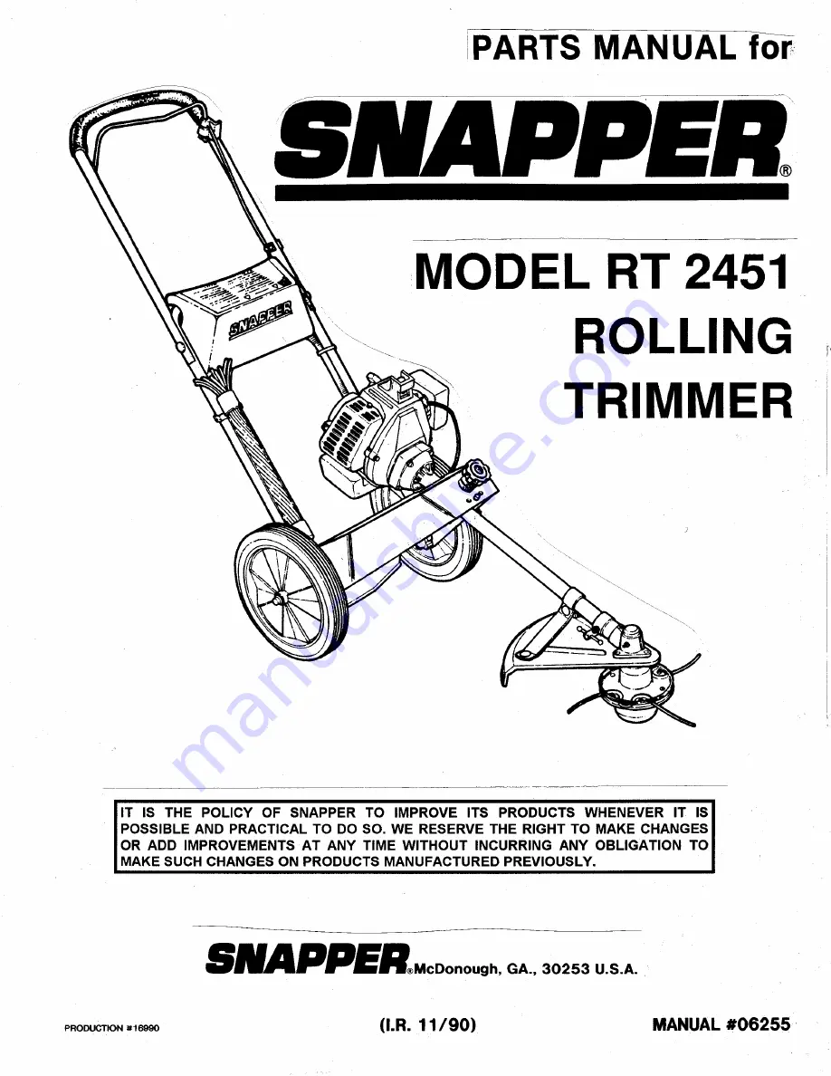 Snapper RT 2451 Скачать руководство пользователя страница 1