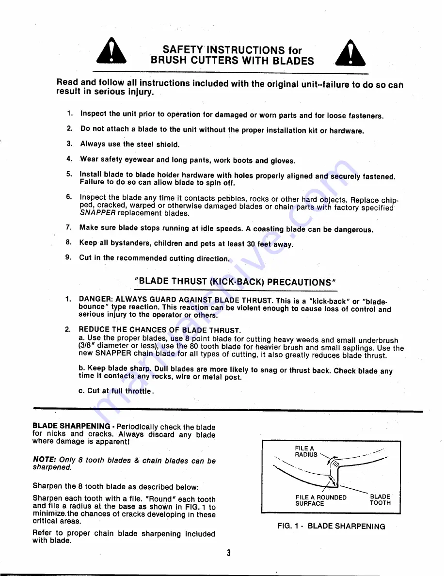 Snapper RT 4151 Safety Instructions And Operator'S Manual Download Page 3