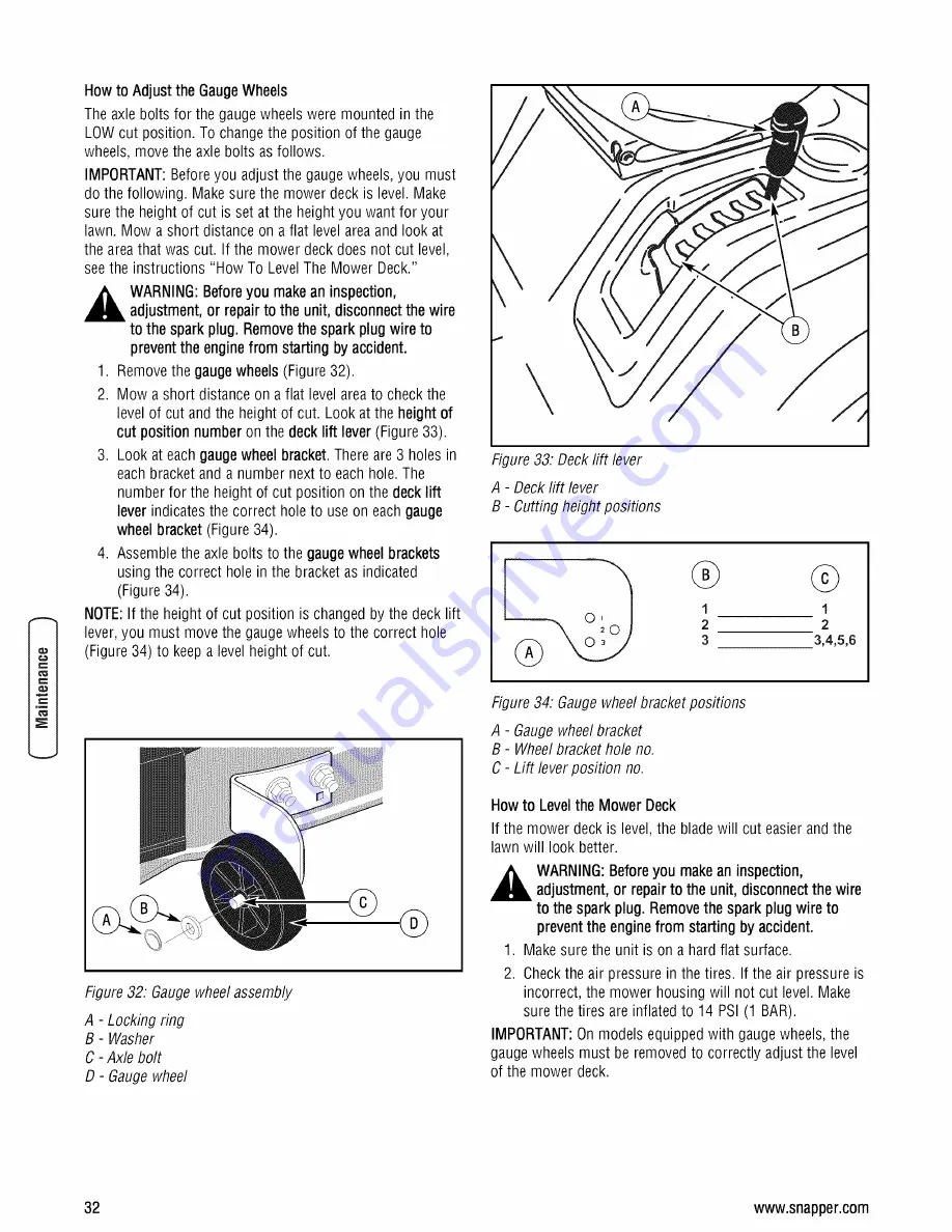 Snapper SLT23460AWS Safety Instructions & Operator'S Manual Download Page 32