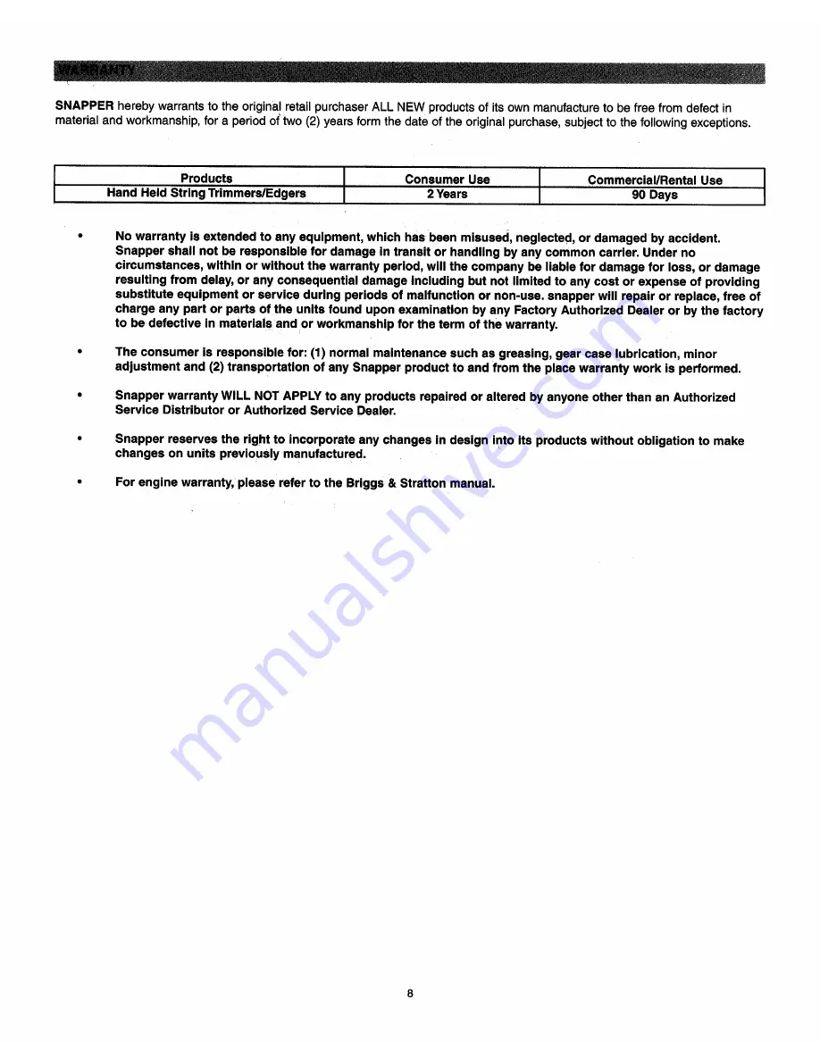 Snapper SST-CV Owner'S Manual Download Page 9