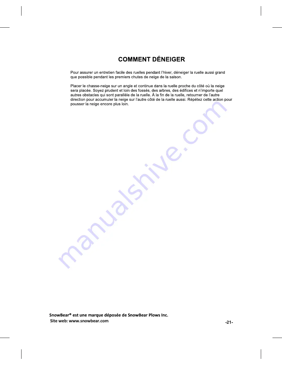 Snowbear patents 2173025 Owner'S Manual Download Page 21