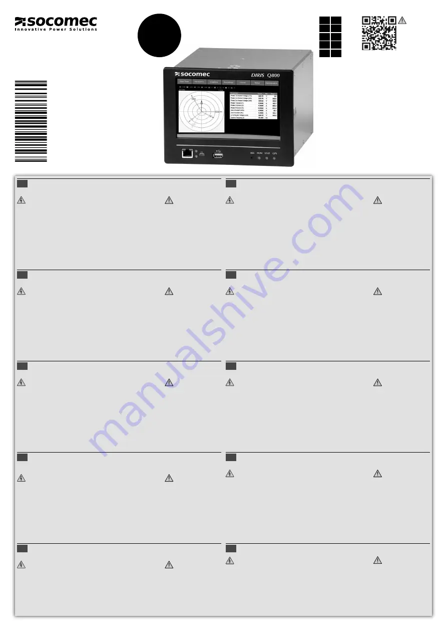 socomec DIRIS Q800 Quick Start Download Page 1