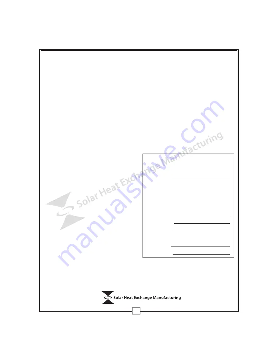 Solar Heat Exchange 80SDB-XE-Suntask 1 Installation And Owner'S Manual Download Page 32