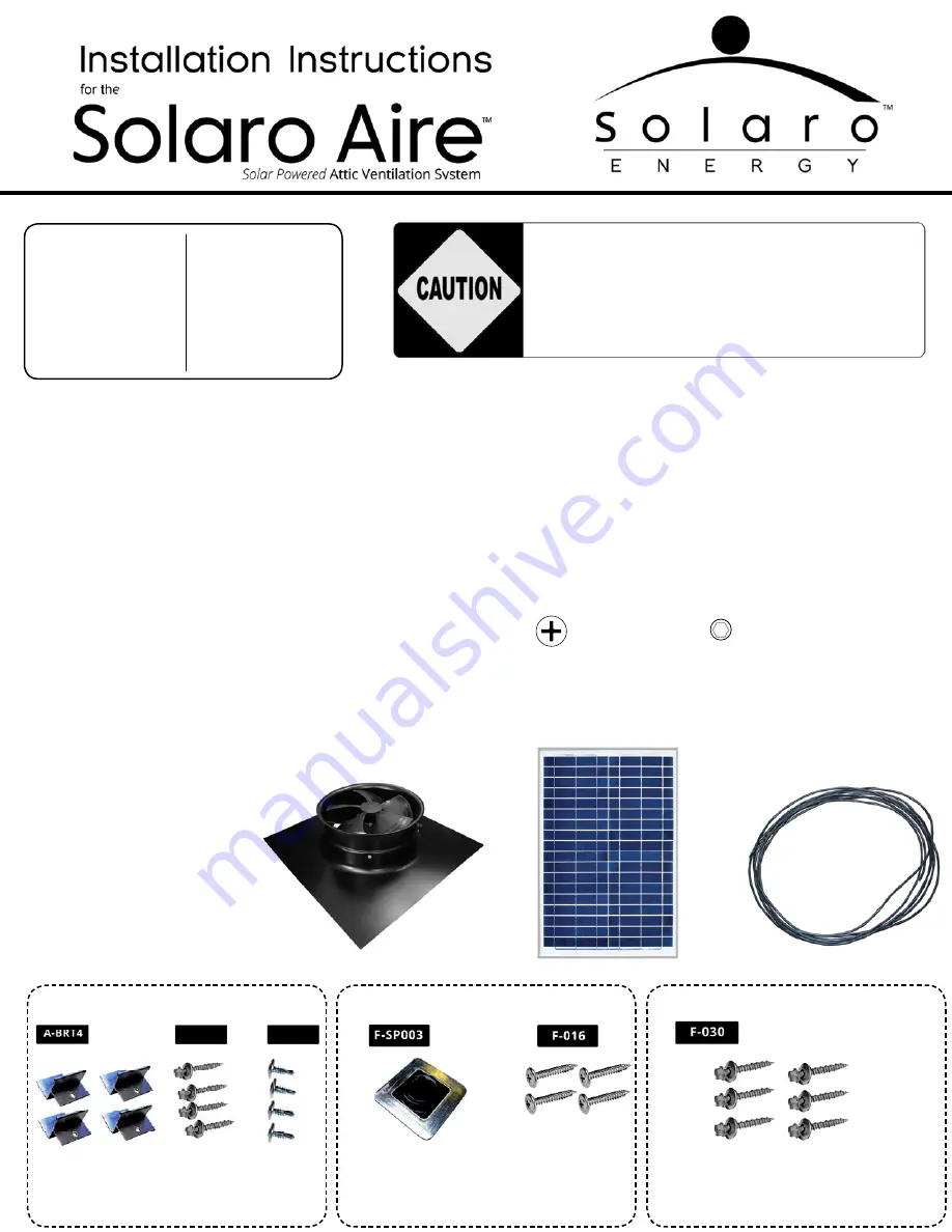 Solaro Energy Solaro Aire SA-20WR-GAE Installation Instructions Manual Download Page 1