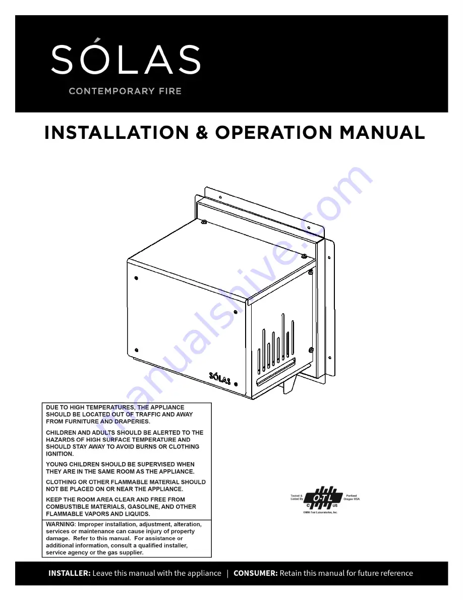 Solas PV-800HZ Installation & Operation Manual Download Page 1