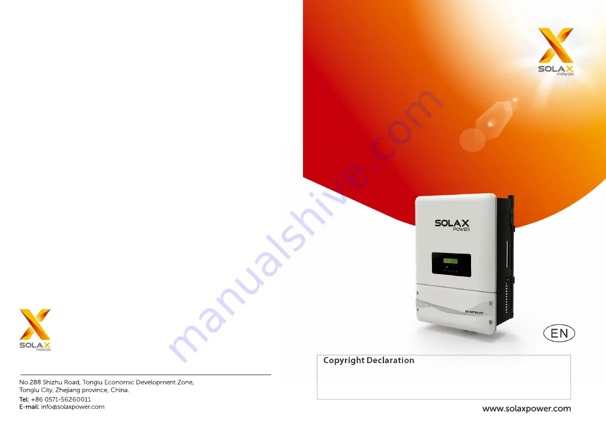 Solax X3-Retro Fit User Manual Download Page 1