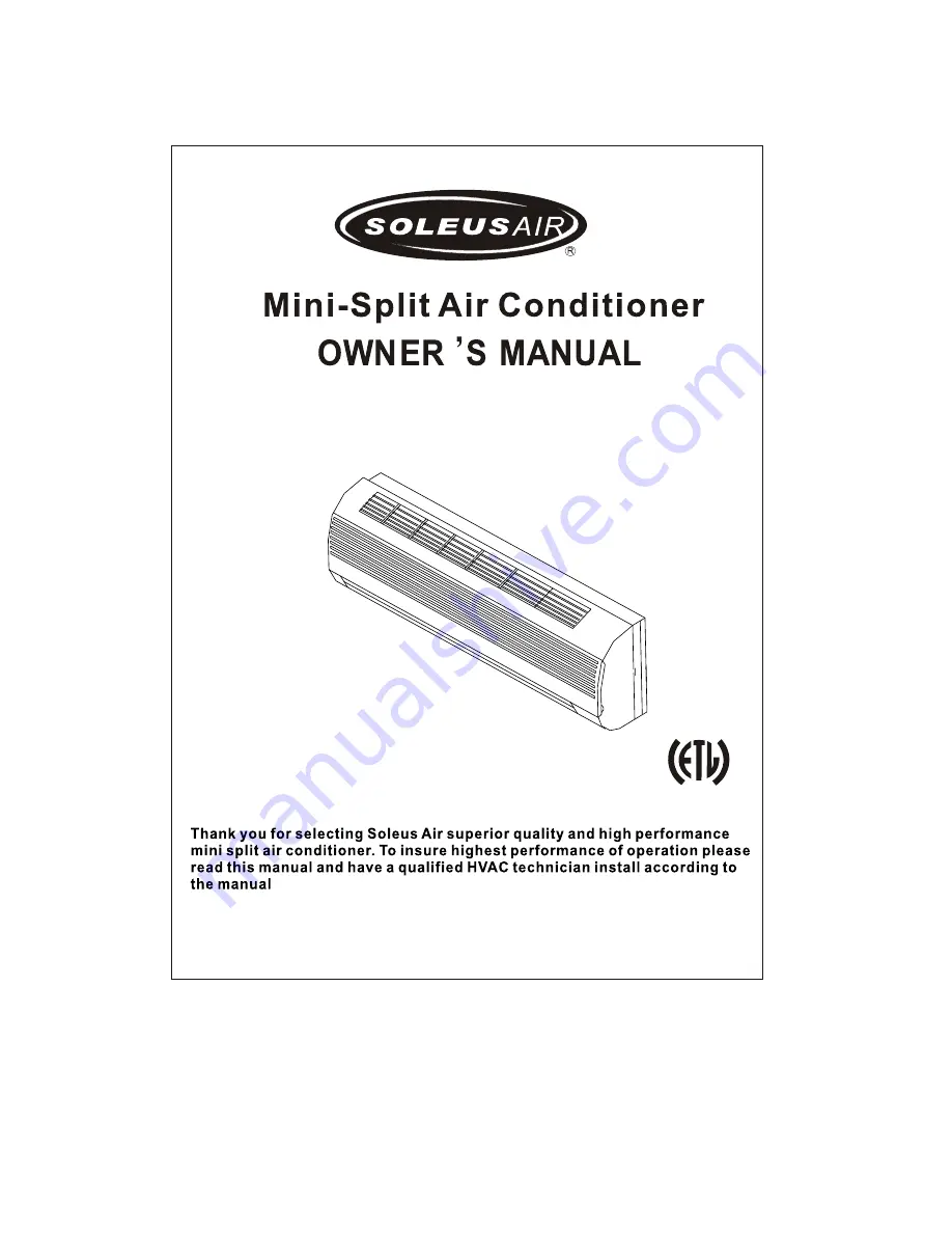 Soleus Air 3119233 Owner'S Manual Download Page 1