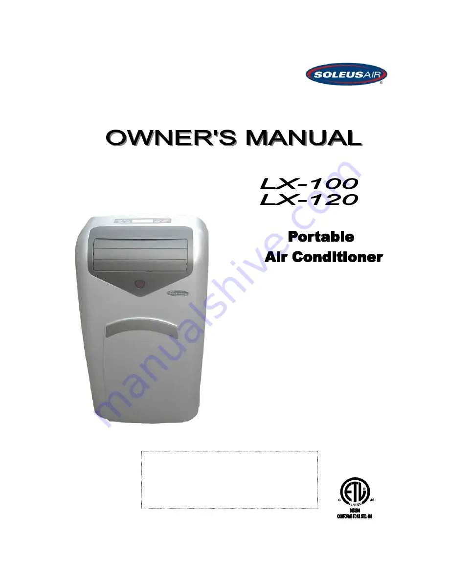 Soleus Air LX-120 Owner'S Manual Download Page 1