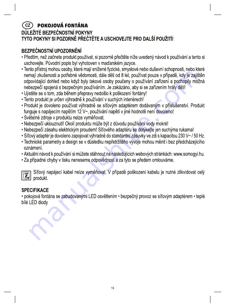 Somogyi Elektronic home WF 02 Instruction Manual Download Page 13